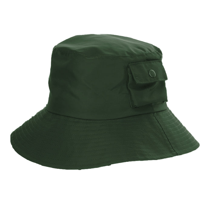 Ladies Rain Hat with Cargo Pocket - Scala Collection Kettle Brim Hat Scala Hats SCA11248-OLIV Olive OS
