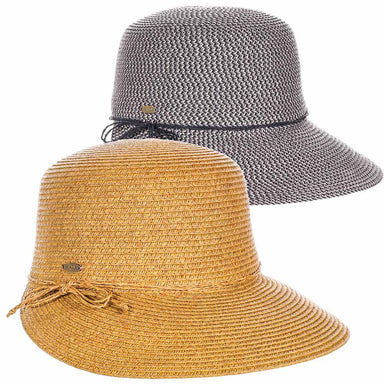 Ladies's Straw Cap with Twisted Raffia Tie - Scala Collection Hats Facesaver Hat Scala Hats LP386-BLK Black OS (57 cm)