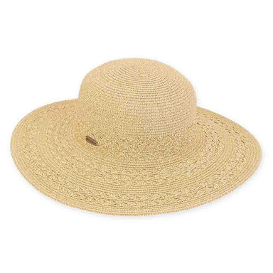 Criss Cross Woven Brim Beach Hat - Sun 'N' Sand Hats Wide Brim Sun Hat Sun N Sand Hats HH2319B Natural Tweed OS 