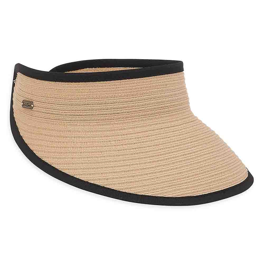 Large Polybraid Sun Visor with Elastic Closure - Sun 'n' Sand® Hats Visor Cap Sun N Sand Hats HH2616B Tan  