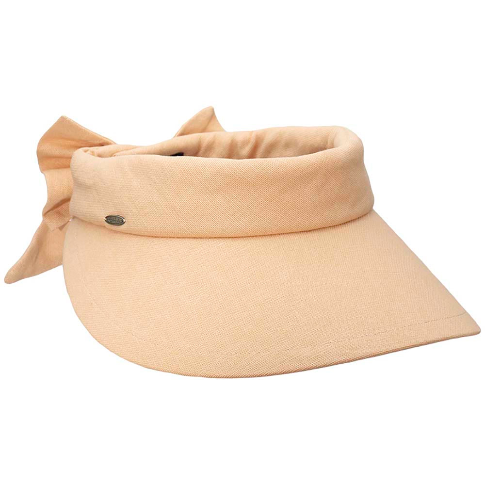 Large Round Linen Sun Visor with Bow Scala Hats — SetarTrading Hats