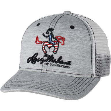 Larry Mahan Heather Grey USA Horse Trucker's Cap Cap Dorfman Hat Co. MCBLMUSHRSE Grey