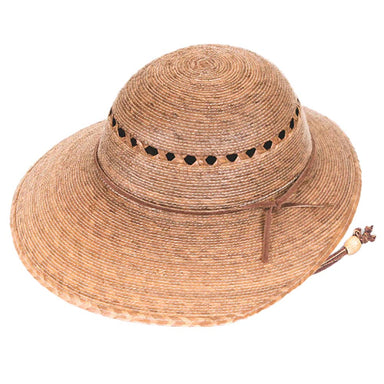 Laurel Palm Leaf Asymmetrical Brim Lattice Crown Sun Hat - Tula Hats Facesaver Hat Tula Hats TU1-1920 Honey Palm Straw M (57 - 59 cm) 