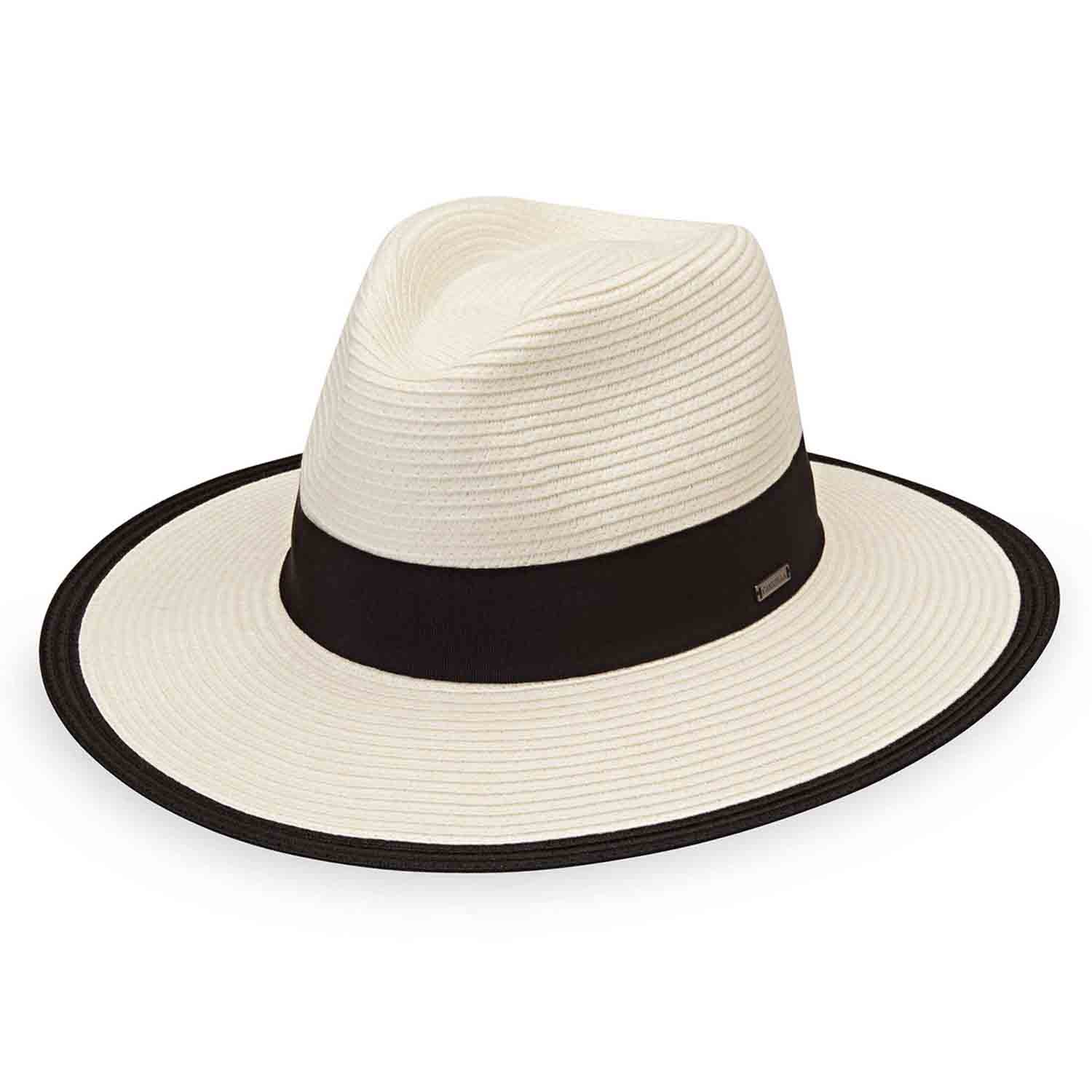 Lauren Contrast Trim Packable Safari Hat  - Carkella Hats Safari Hat Wallaroo Hats LAUR-IV Ivory M/L (58 cm) 