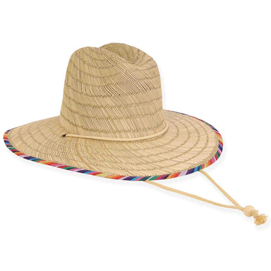 Lifeguard Hat with Multicolor Underbrim for Small Heads - Sunny Dayz™ Petite Hats Lifeguard Hat Sun N Sand Hats HK399 Natural Small (54 cm) 