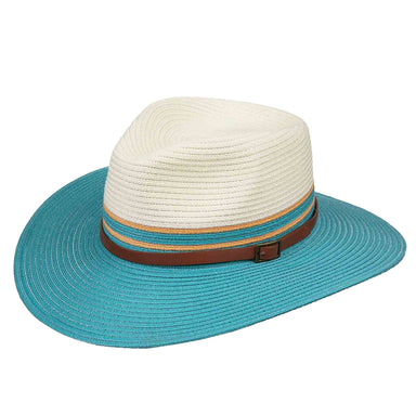 Lightweight Two Tone Fedora Hat - Karen Keith Hats Safari Hat Great hats by Karen Keith P14-C White/Aqua OS 