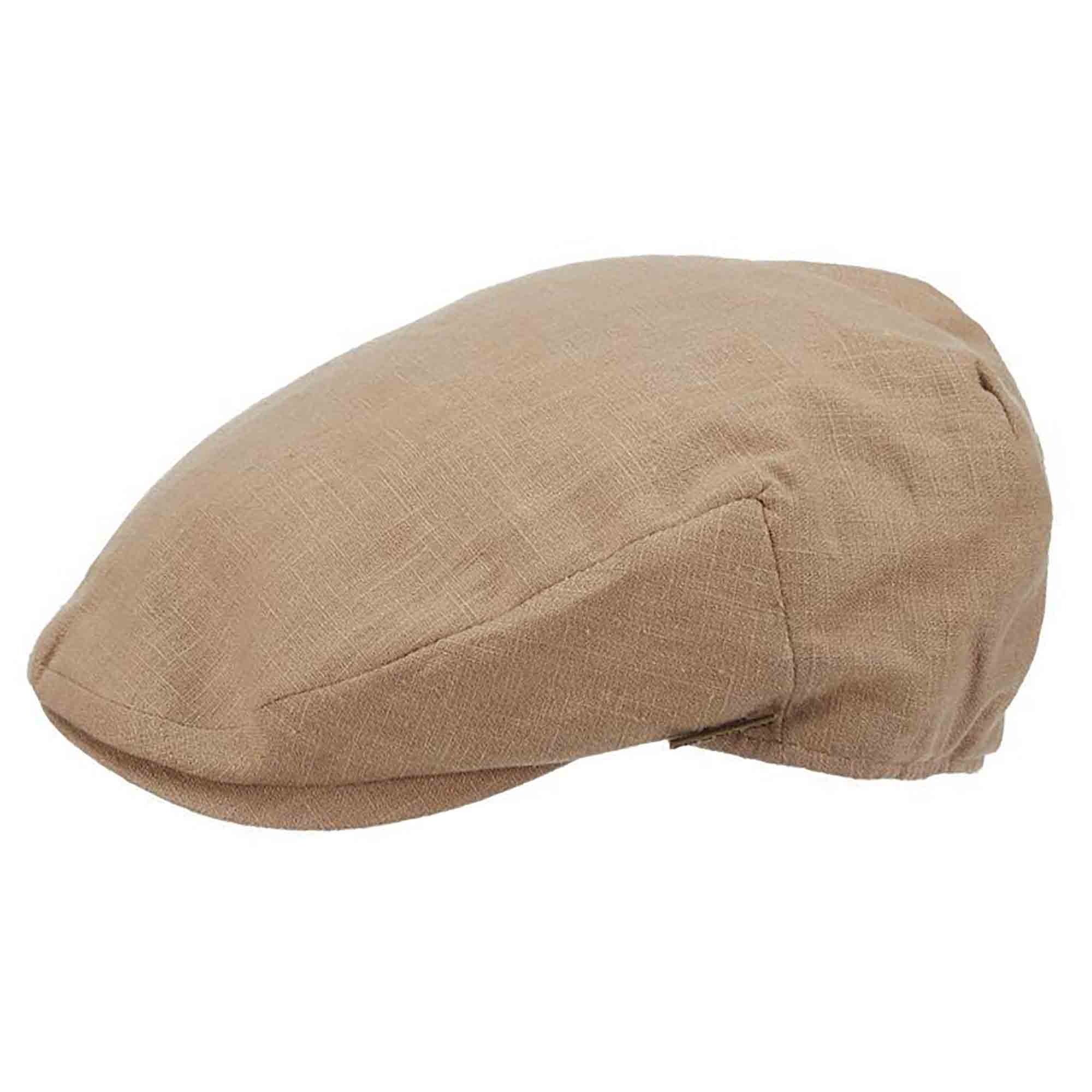 Linen Ivy Cap with Mesh Lining - Stetson Driving Caps Flat Cap Stetson Hats STC145-KAKI3 Khaki Large (59 cm)