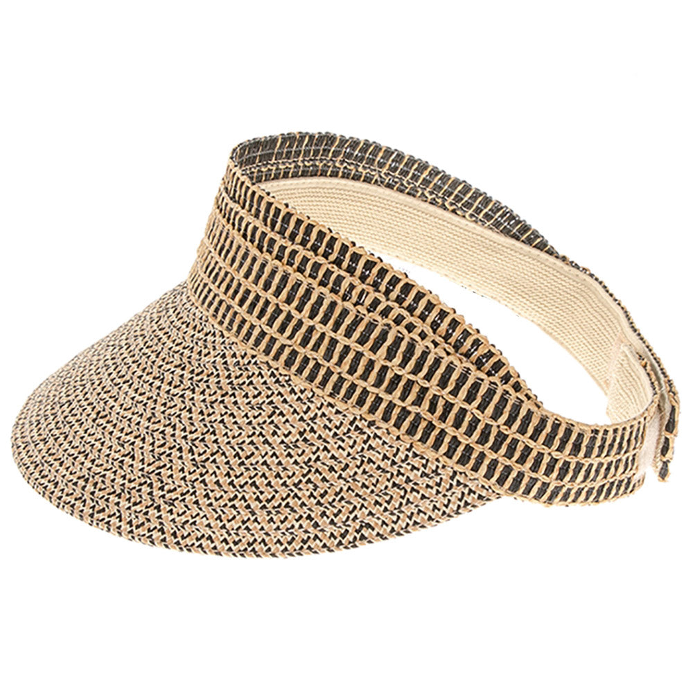 Macrame Band Heathered Sun Visor - Boardwalk Style Visor Cap Boardwalk Style Hats    