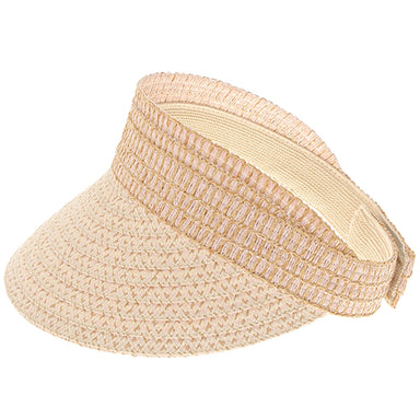 Macrame Band Heathered Sun Visor - Boardwalk Style Visor Cap Boardwalk Style Hats DA1311-BLS Blush  