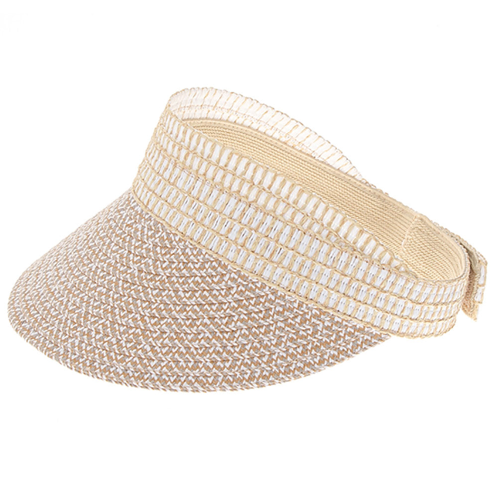 Macrame Band Heathered Sun Visor - Boardwalk Style Visor Cap Boardwalk Style Hats DA1311-IVO Ivory  