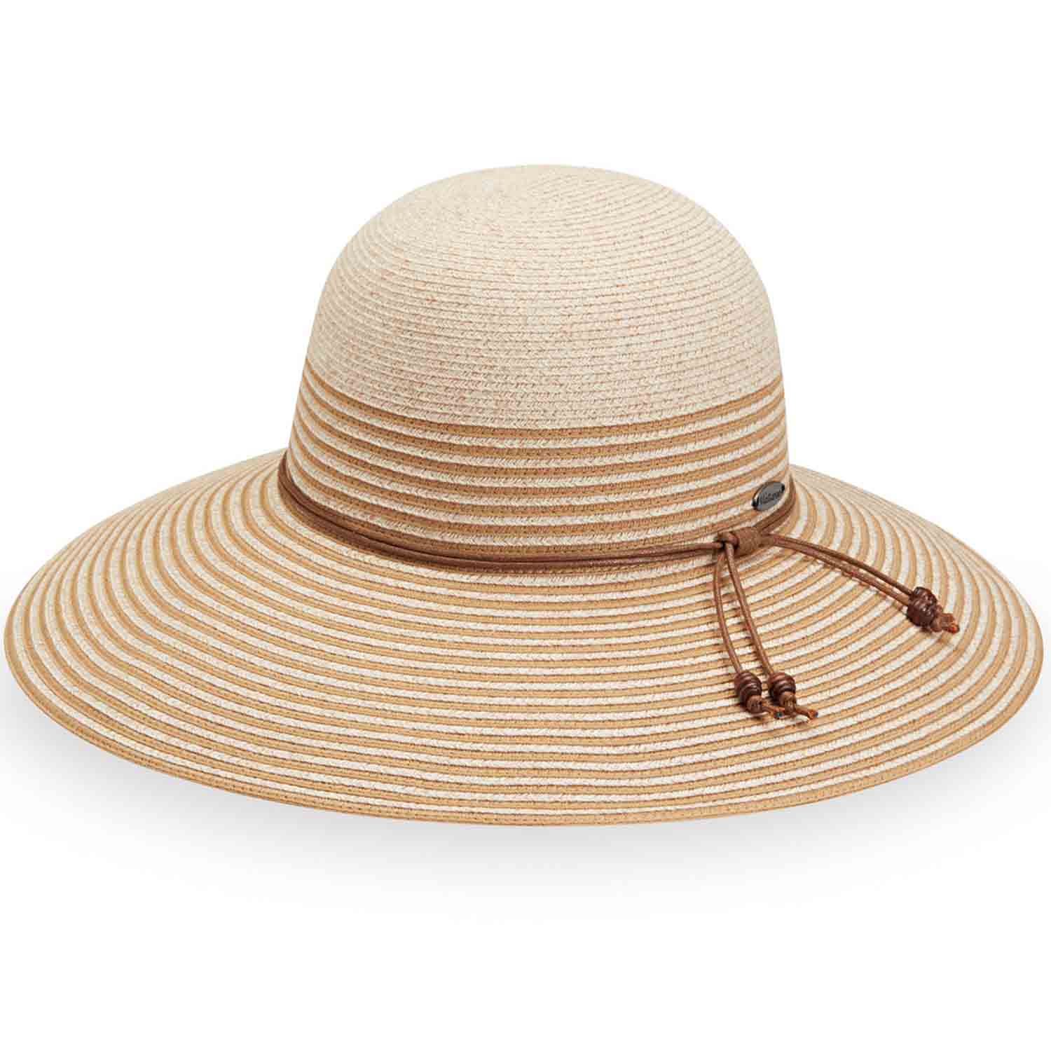 Marseille Striped Wide Brim Sun Hat - Wallaroo Hats Wide Brim Hat Wallaroo Hats MARS-WBGCA White / Beige M/L (58 cm) 