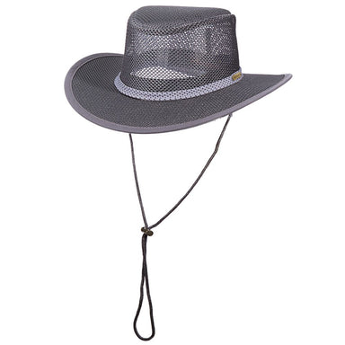 Mesh Outback Hat for Men up to XXL, Charcoal - Stetson and Scala Hats Safari Hat Stetson Hats SC205-CHAR2 Charcoal Scala Hats Medium