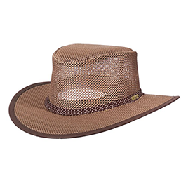 Brown mesh crown hat on a white background