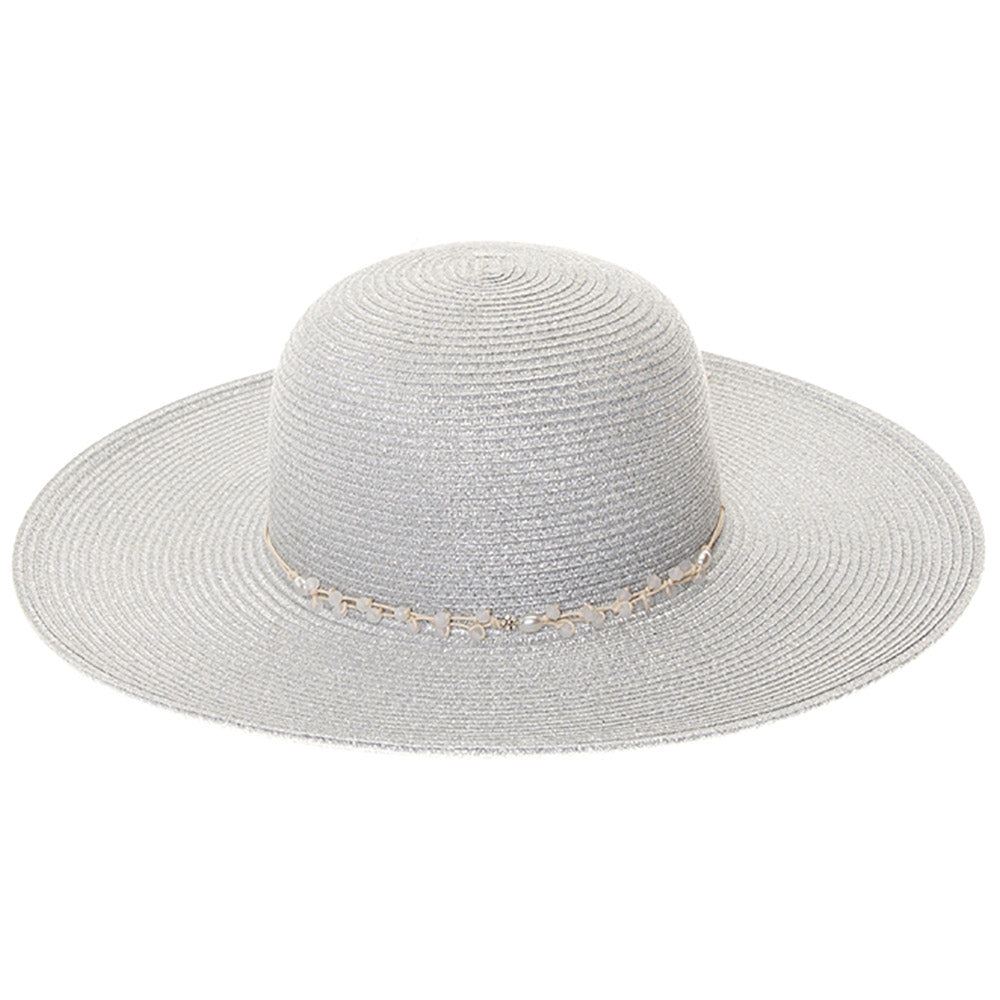 Gray‎ Sequined wide brim hat NWT HENRIETTA WIDE-BRIM HAT - Silver Lurex - Gold Coast Couture main image 2