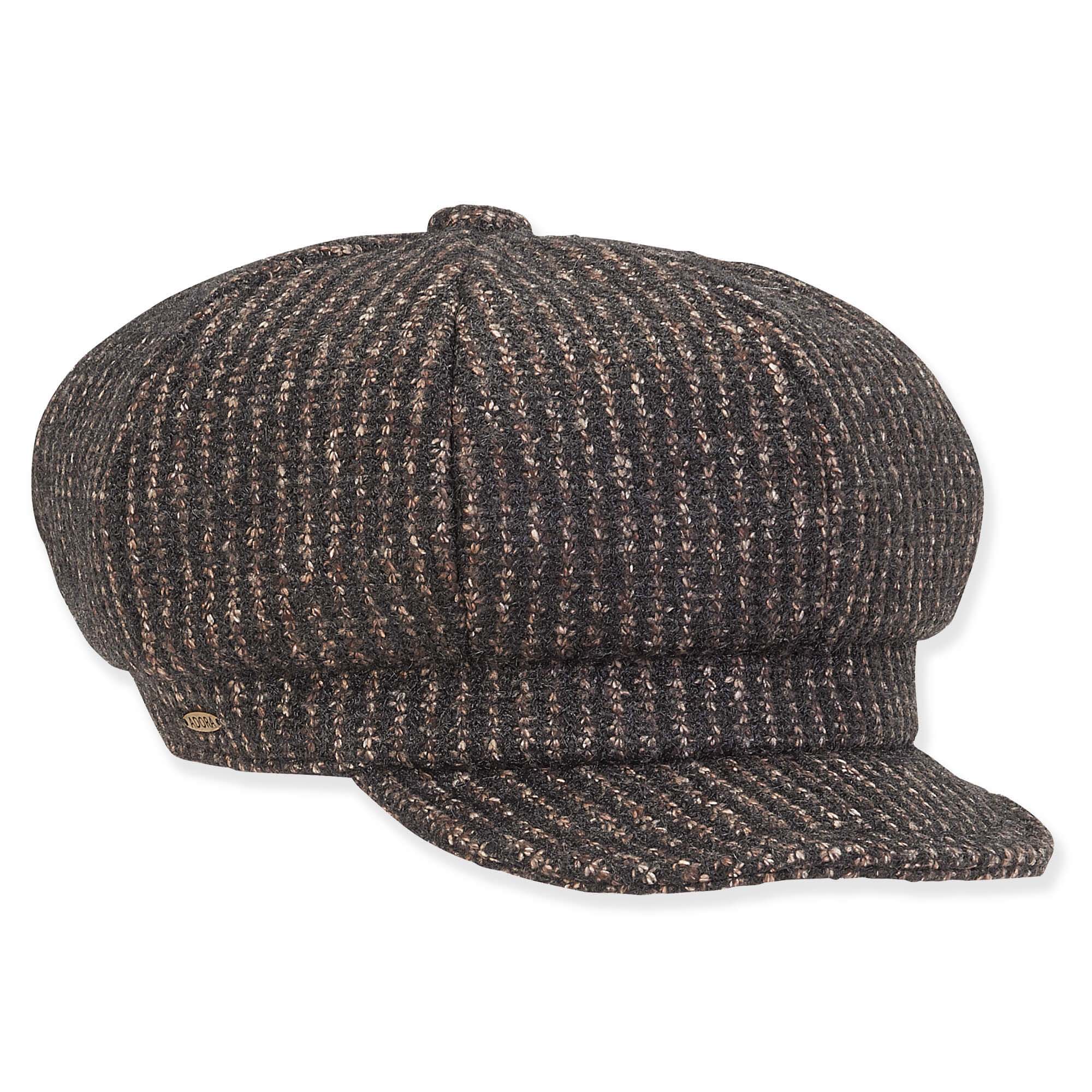 Multitone Brown Striped Newsboy Cap - Adora Hats