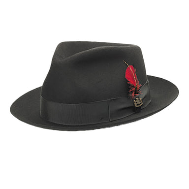 Naples Fur Felt Fedora Grosgrain Band and Feather - Biltmore Hats Fedora Hat Biltmore Hats    