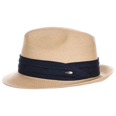 Oasis Fine Braid Fedora with Pleated Band - Scala Hats Fedora Hat Scala Hats MS537-LX Natural L/XL (23 1/4")