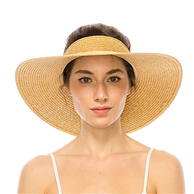 Open Crown Straw Sun Visor Hat - Boardwalk Style Visor Cap Boardwalk Style Hats    
