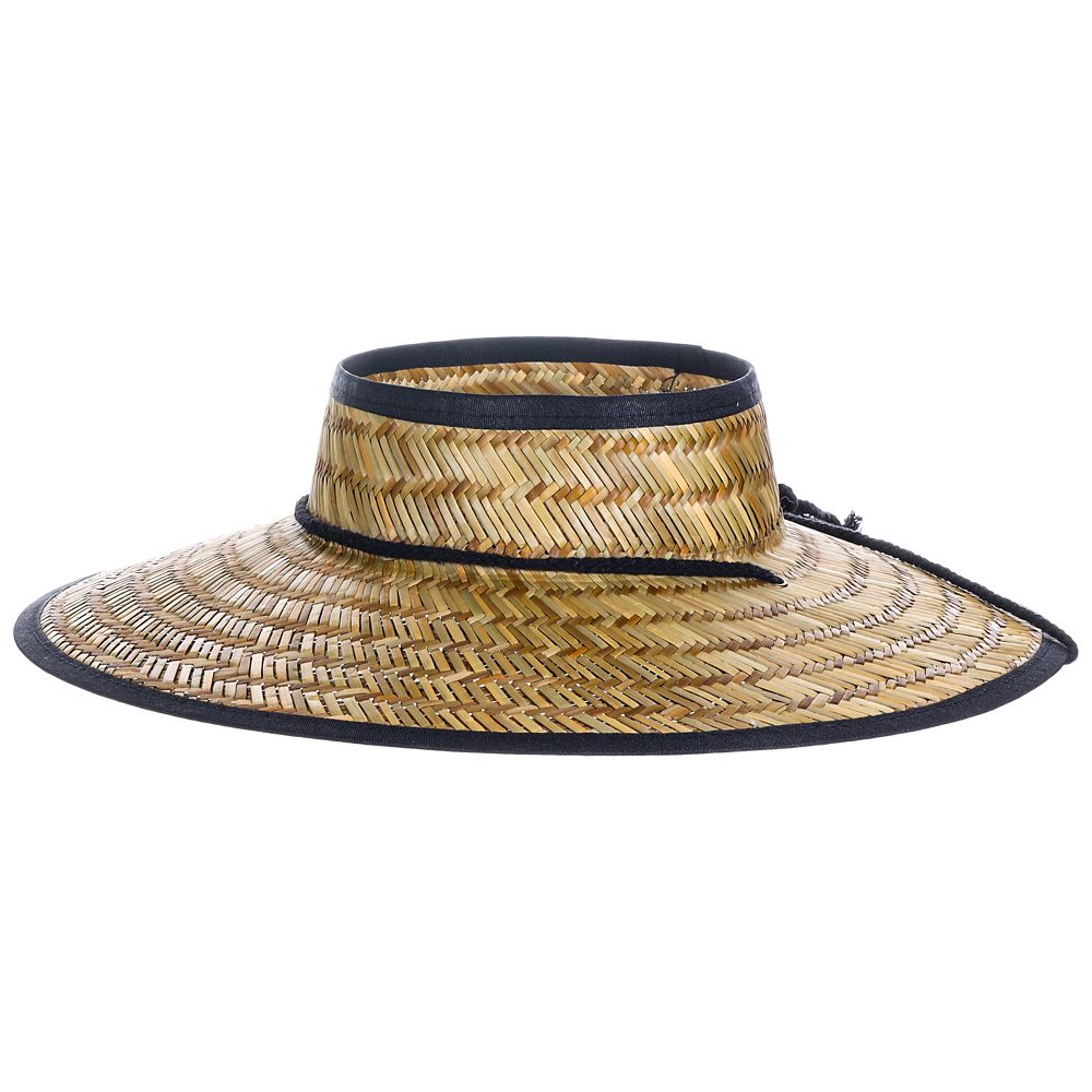 Open Crown Rush Straw Visor Hat with Chin Cord - Dorfman Hat Co