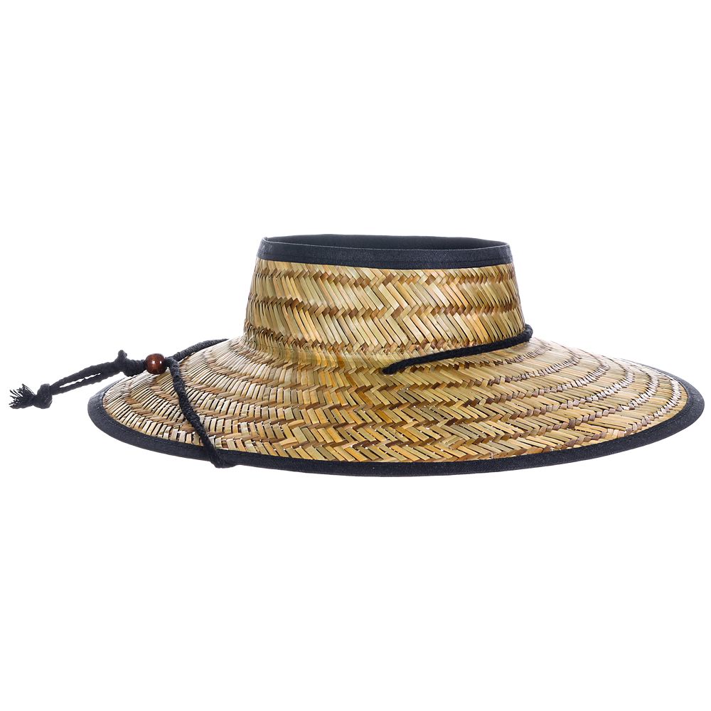 Open Crown Rush Straw Visor Hat with Chin Cord - Dorfman Hat Co