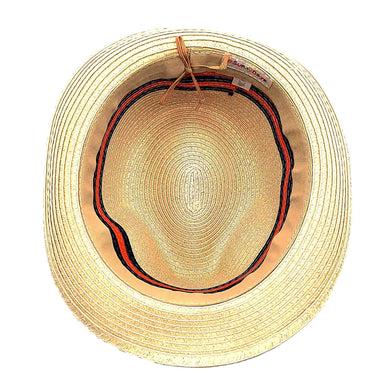 Orange and Navy Band Straw Fedora for Small Heads - Sunny Dayz™ Fedora Hat Sun N Sand Hats