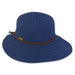 Packable Asymmetrical Brim Ribbon Hat - Sun 'N' Sand Hat Facesaver Hat Sun N Sand Hats HH2206C Navy OS (57 cm) 