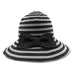 Packable Striped Ribbon Hat with Large Bow - Bohemian Fashion Cloche Bohemian Fashion LH6388bk Black / Grey