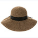 Packable, Washable Split Brim Straw Sun Hat - Boardwalk Style Wide Brim Hat Boardwalk Style Hats DA1864-BK Black Tweed OS (57 cm) 