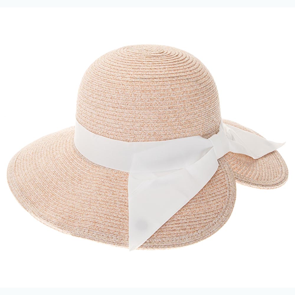 Packable, Washable Split Brim Straw Sun Hat - Boardwalk Style Wide Brim Hat Boardwalk Style Hats DA1864-IVO Ivory OS (57 cm) 