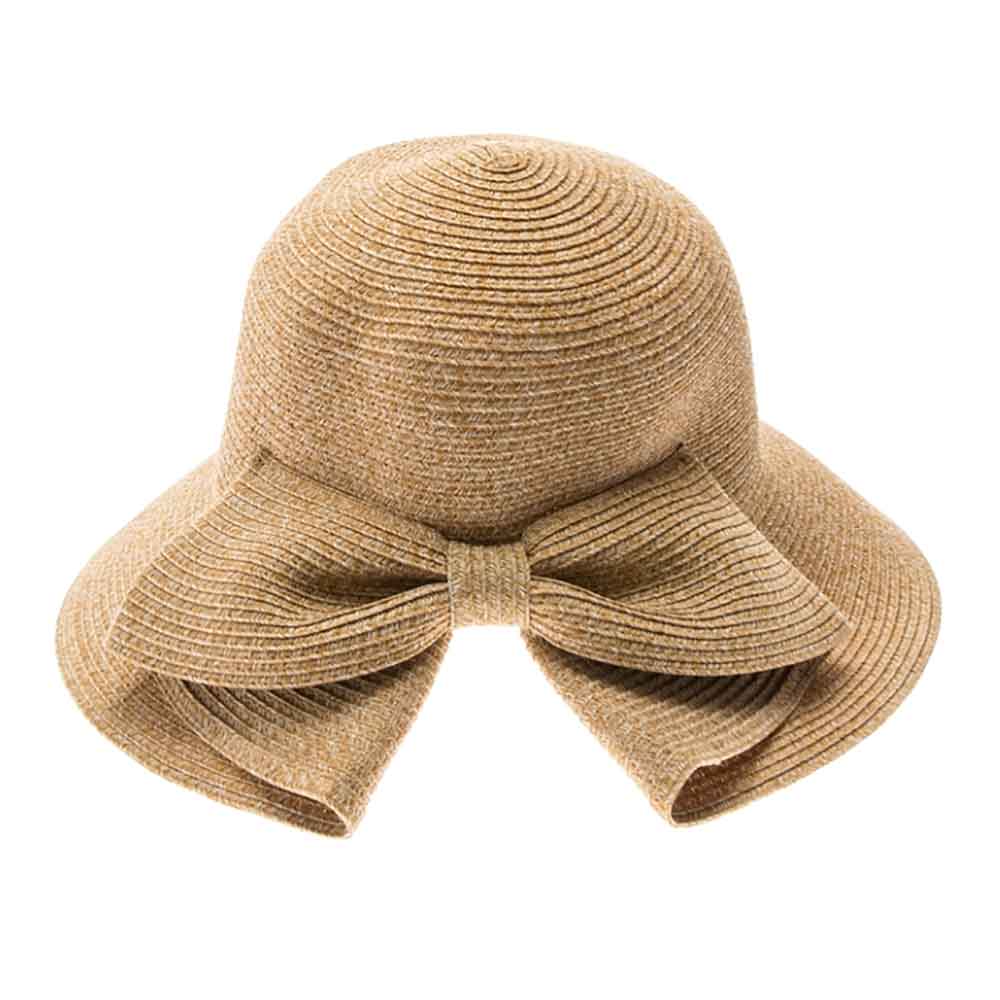 Packable, Washable Straw Sun Hat with Bow - Boardwalk Style  display picture 2