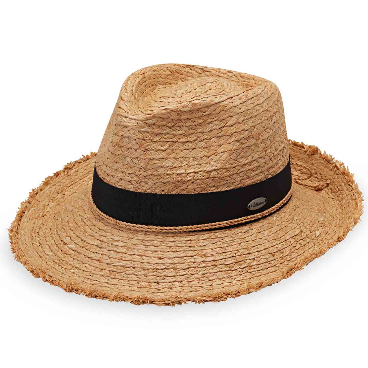 Paloma Frayed Brim Raffia Fedora Hat - Wallaroo Hats Fedora Hat Wallaroo Hats PALO-CA Camel M/L (58 cm) 
