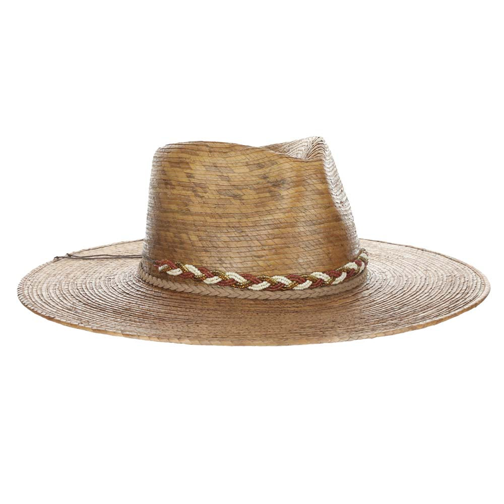 Passiflora Natural Palm Safari Hat with Braided Beads Band - Scala Hats Safari Hat Scala Hats LS246OS Natural Palm OS (57 cm) 