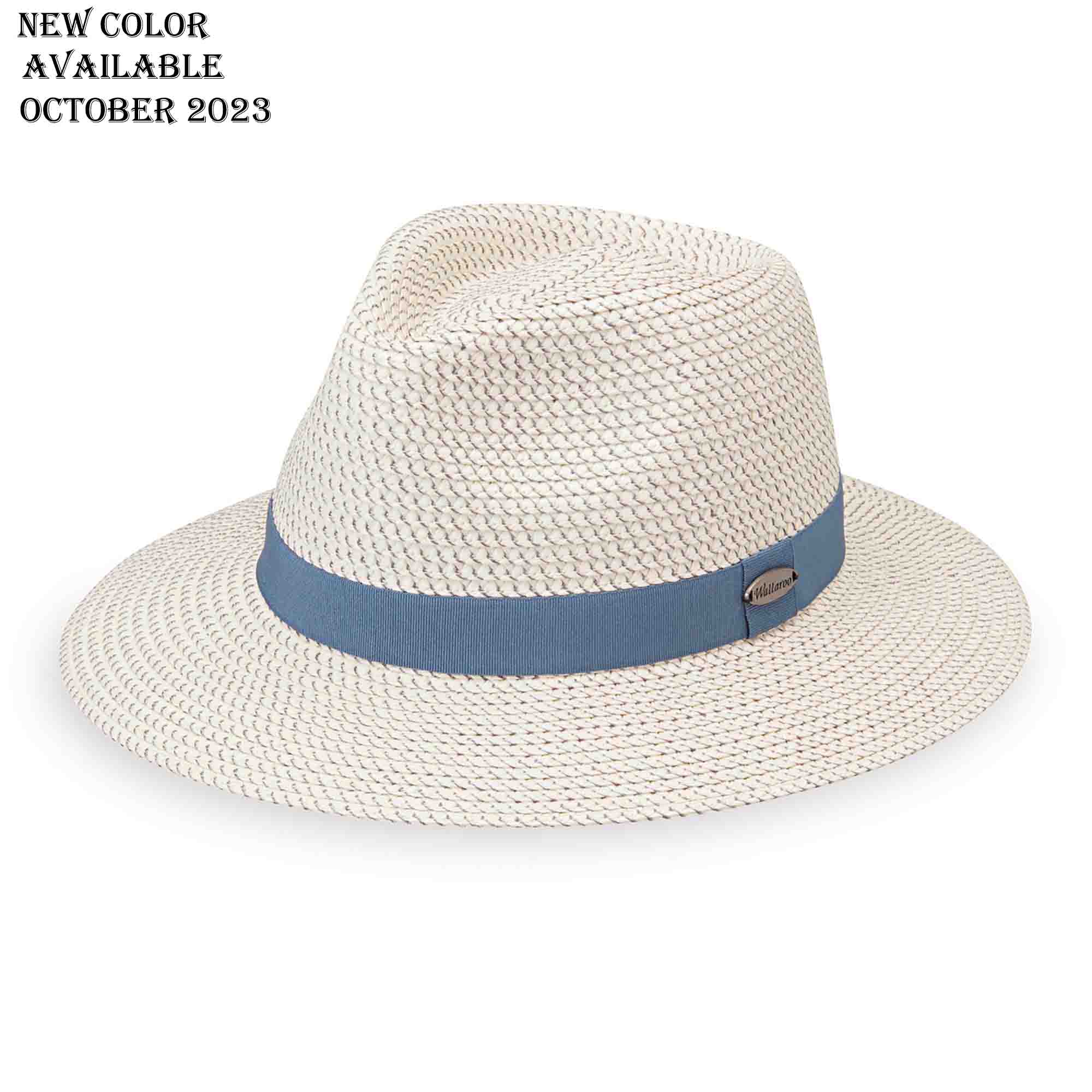 Petite Charlie Ladies' Fedora Hat - Wallaroo Hats Safari Hat Wallaroo Hats PCHA-DBL Ivory / Blue Small (56 cm) 