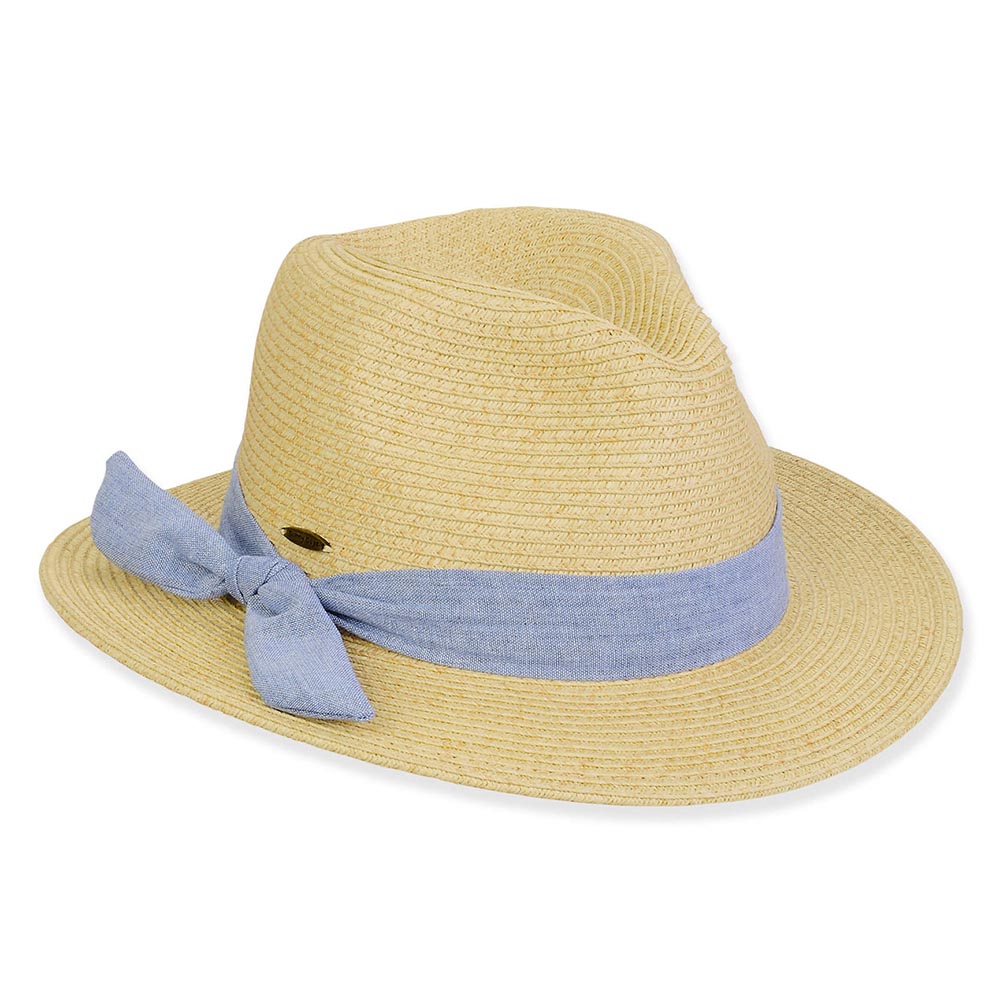Petite Safari Hat with Denim Tie for Small Heads - Sunny Dayz™ Safari Hat Sun N Sand Hats HK508 Natural Small (54 cm)