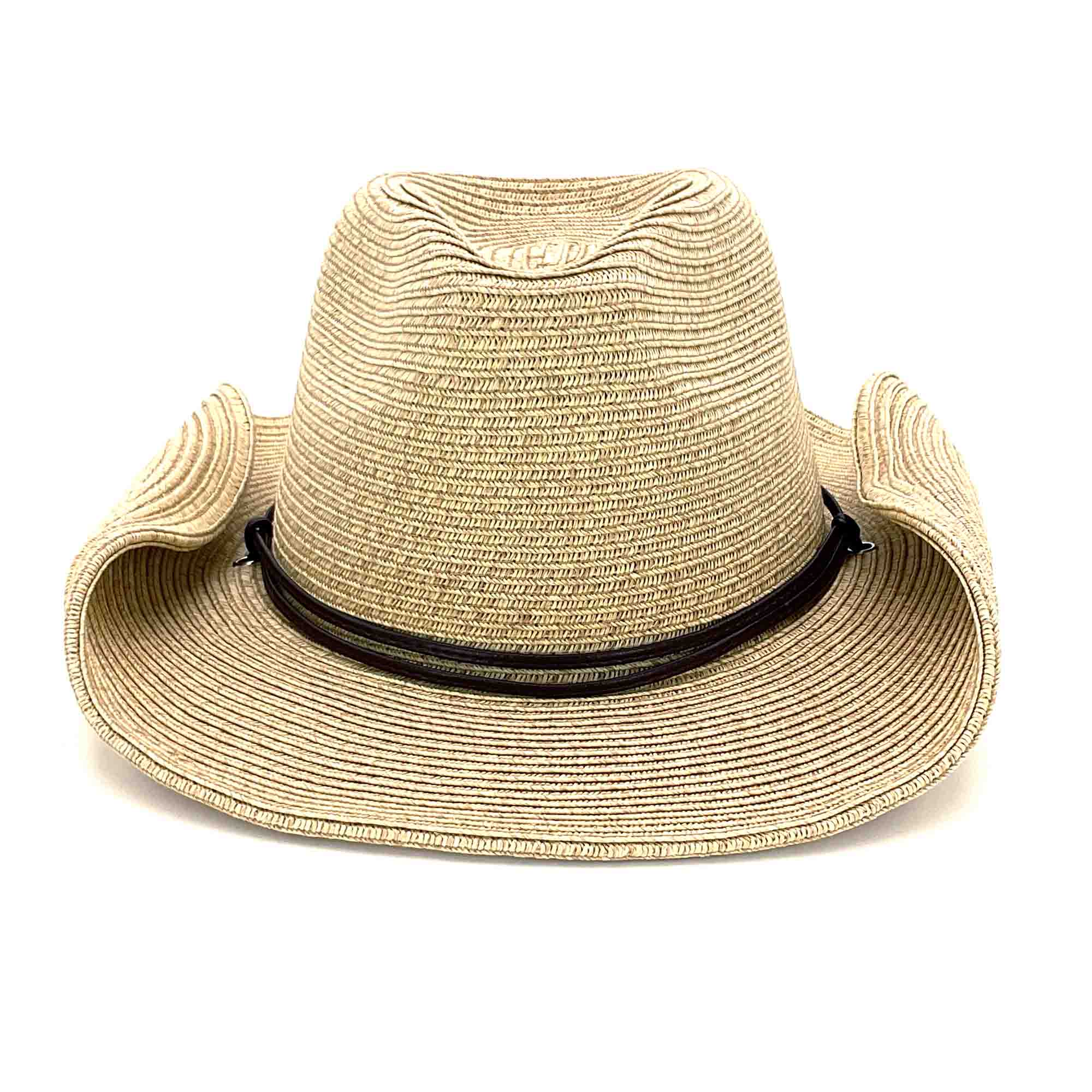 Petite Size Straw Cowboy Hat with Chin Cord - Boardwalk Style