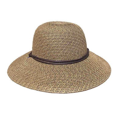 Petite Size Sun Hat with Chin Cord - Boardwalk Style Wide Brim Sun Hat Boardwalk Style Hats DA2950bk Black Heather Small (55 cm) 