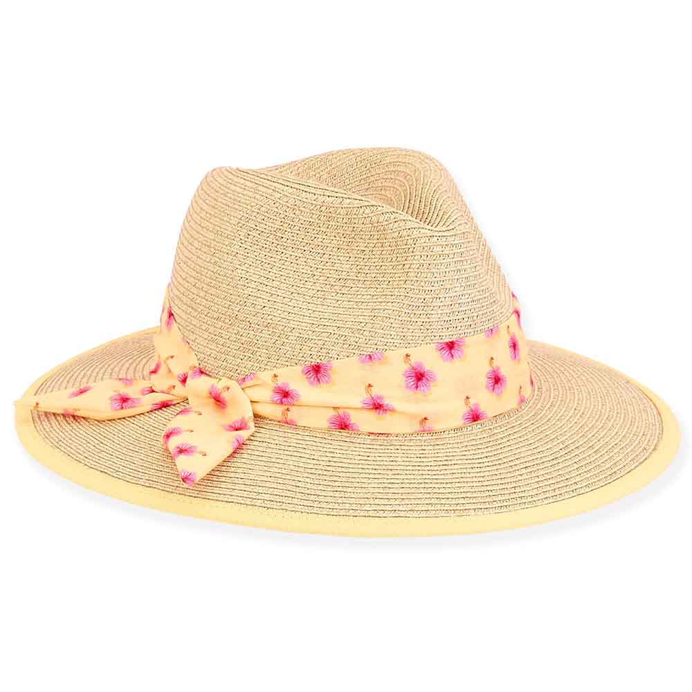 Petite Straw Safari Hat with Cotton Band - Sunny Dayz™ Safari Hat Sun N Sand Hats HK293C Hibiscus Small (54 cm) 
