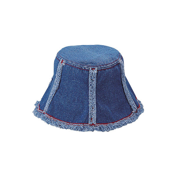 Petite Washed Denim Bucket Hat with Frayed Stripes for Small Heads Cloche MegaCI 4505B Denim Small (56 cm)