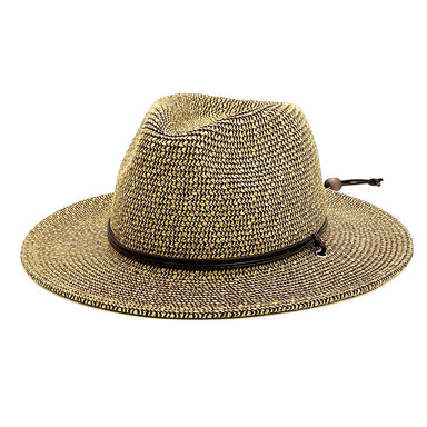 Petite Size Safari Hat with Chin Cord - Boardwalk Style Safari Hat Boardwalk Style Hats DA2959-BLK Black Heather Small (55 cm)