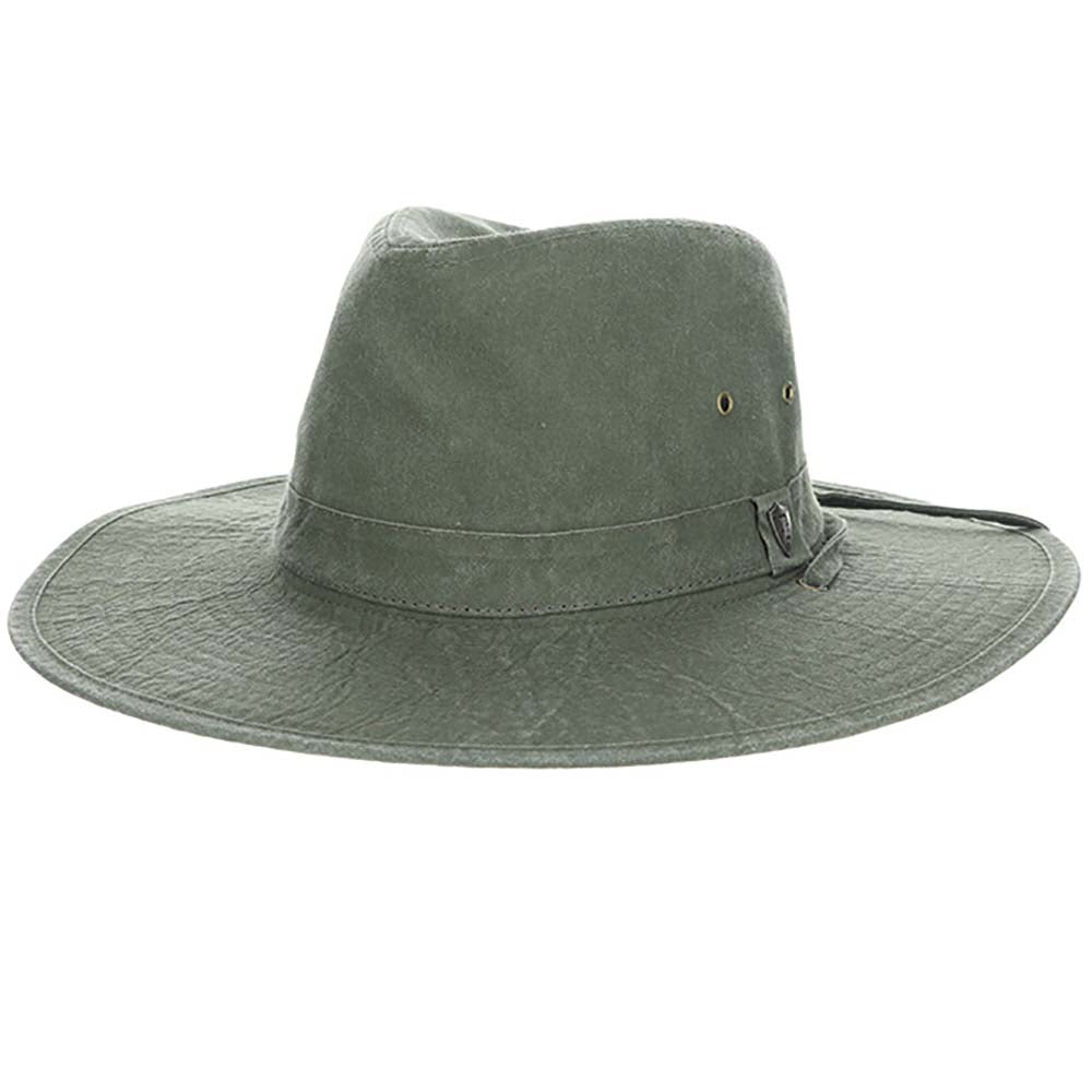 Pigment Dyed Cotton Outback Hat with Chin Cord - DPC Outdoors Hats Safari Hat Dorfman Hat Co. MC398-OL2 Olive Medium 