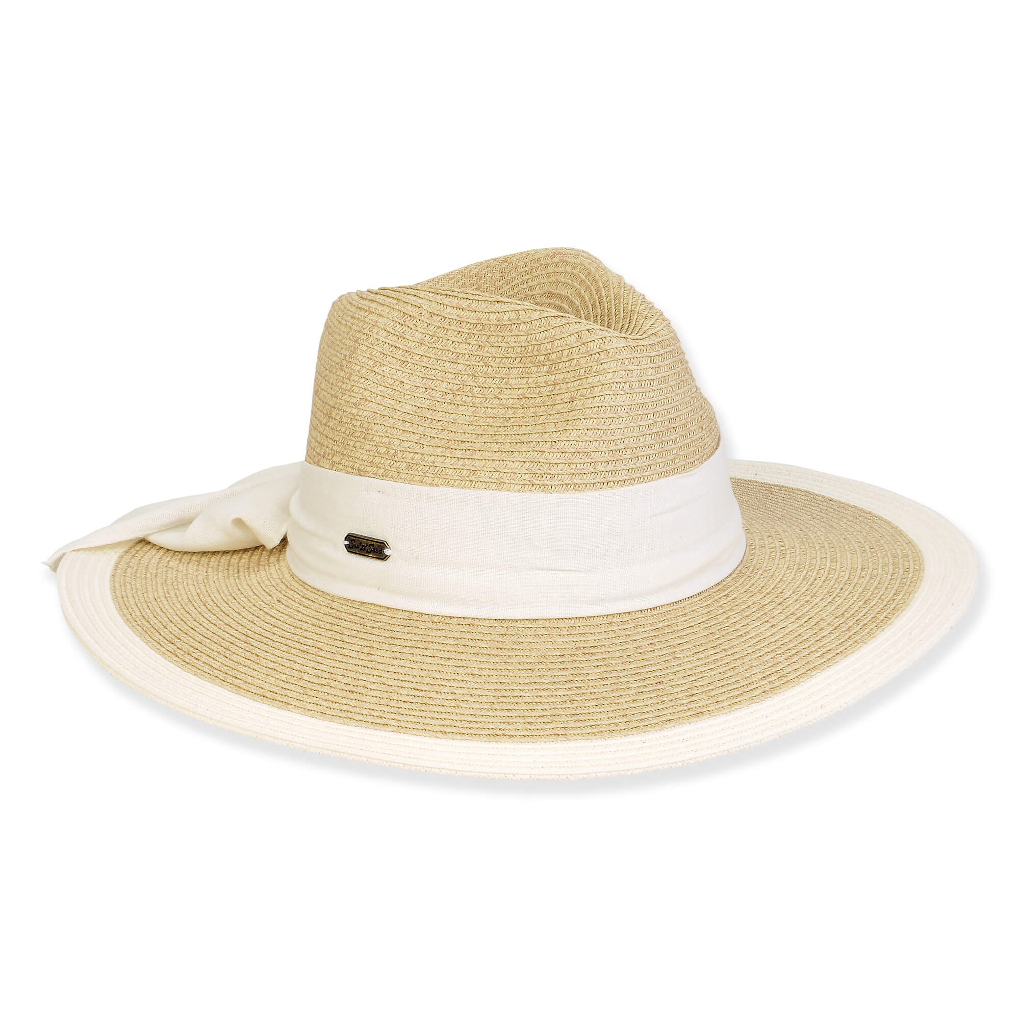 Pinched Crown Sun Hat with Sash - Sun'N'Sand Hats Safari Hat Sun N Sand Hats HH3252A Beige OS (57 cm)