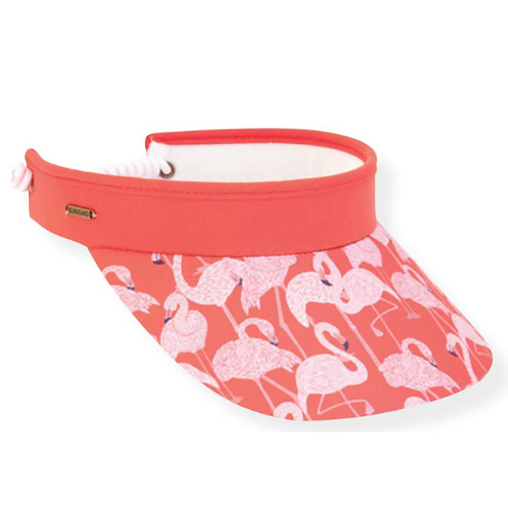Pink Flamingos Sun Visor with Coil Closure - Sun 'N' Sand Hats Visor Cap Sun N Sand Hats HH3135 Coral  