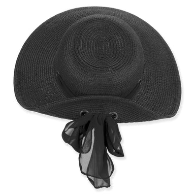 Pinned Up Back Sun Hat with Chiffon Scarf - Sun 'N' Sand Hats Facesaver Hat Sun N Sand Hats