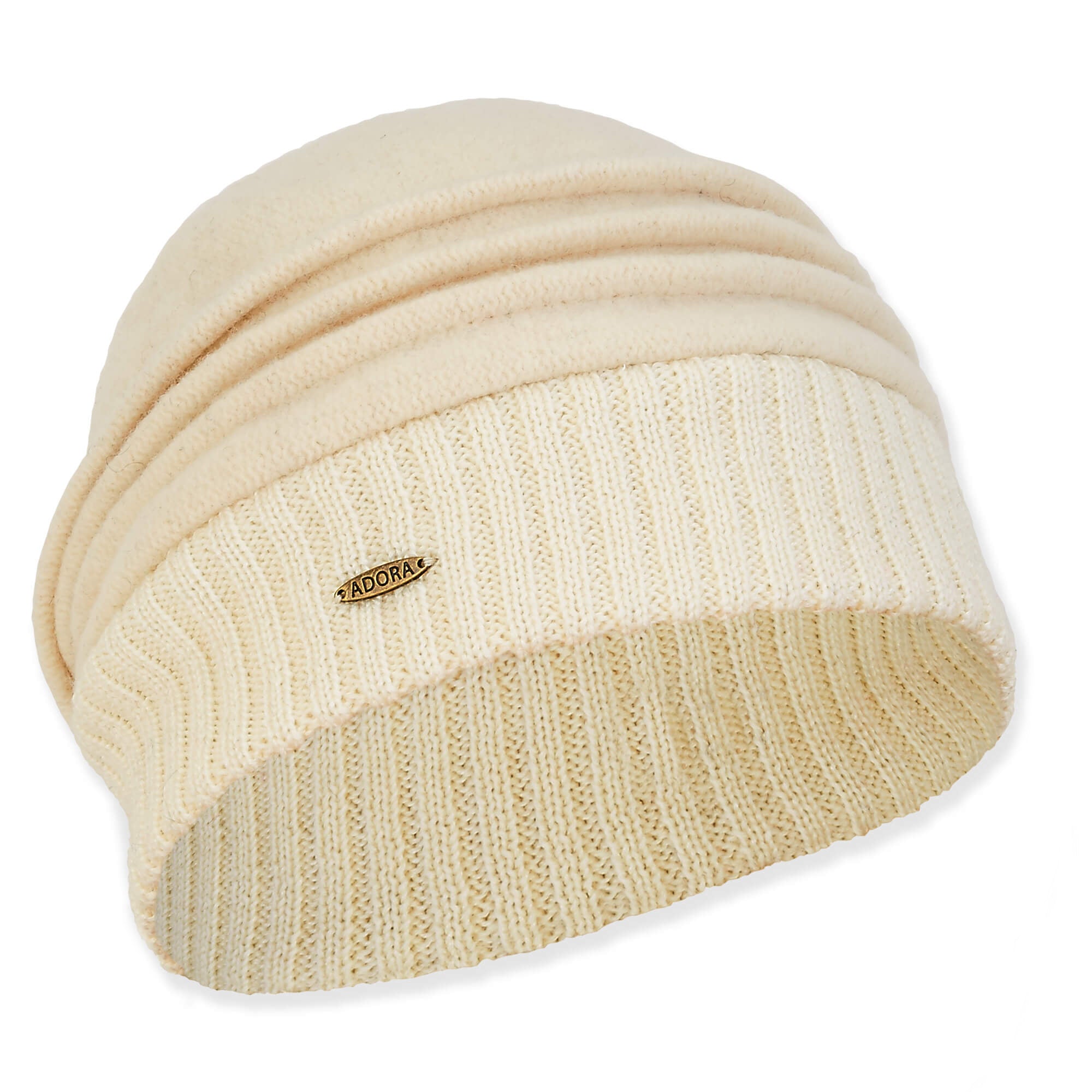 Pleated Turban Beanie with Knit Band - Adora Hat®