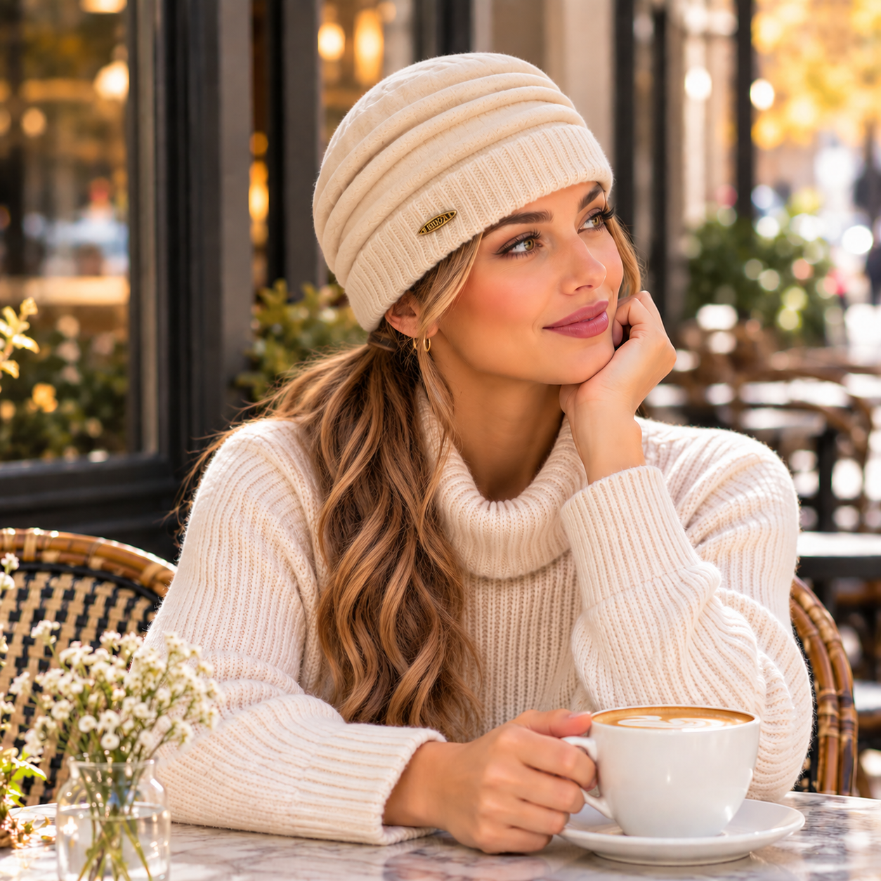 Pleated Turban Beanie with Knit Band - Adora Hat®