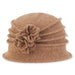Pleated Boiled Wool Beanie Hat with Flower - Adora® Hats Beanie Adora Hats AD1462C Tan Medium (57 cm) 