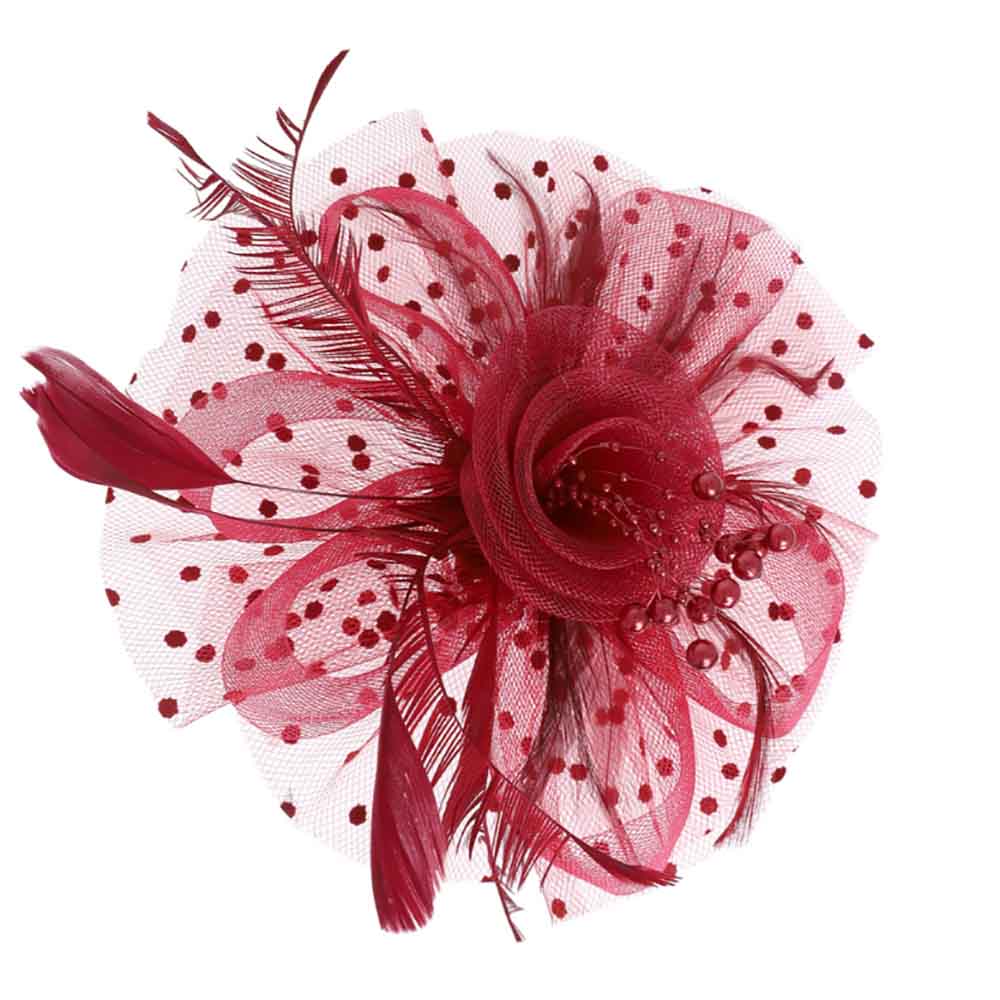 Polka Dot and Beads Fascinator - Sophia Collection Fascinator Something Special LA hth2180by Burgundy  