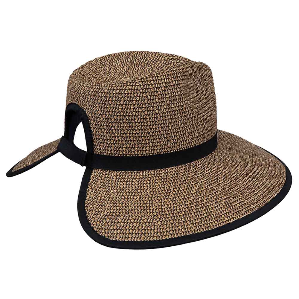 Ponytail Hole Fedora for Large Heads - Karen Keith Hats Facesaver Hat Great hats by Karen Keith BT14CB-E Brown Tweed L/XL 