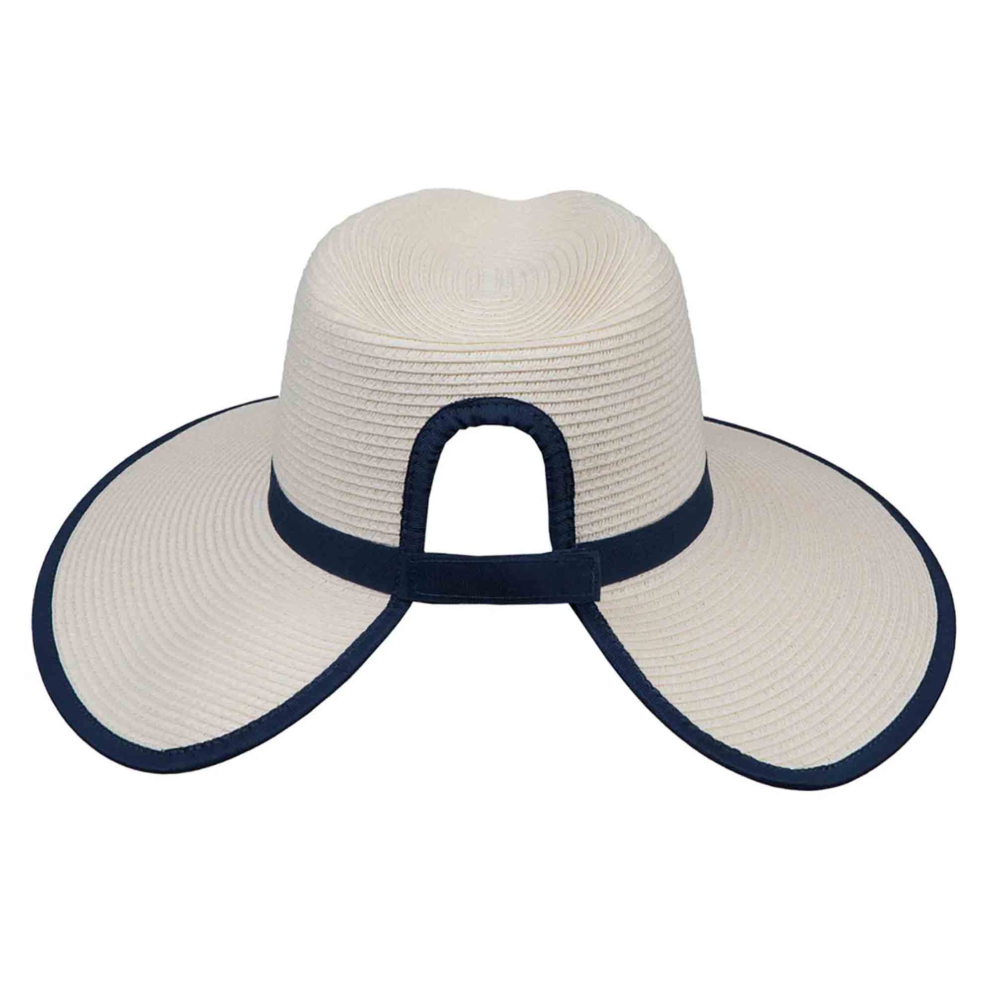 Ponytail Hole Fedora for Large Heads - Karen Keith Hats Facesaver Hat Great hats by Karen Keith BT14CB-F Ivory/Navy L/XL 