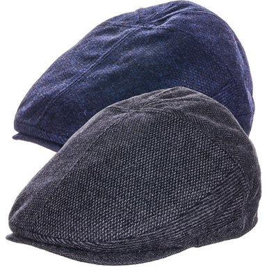 Quarter Wool Blend Tweed Flat Cap - Dorfman Hat Flat Cap Dorfman Hat Co. DHC10339-NAVY2 Navy Medium
